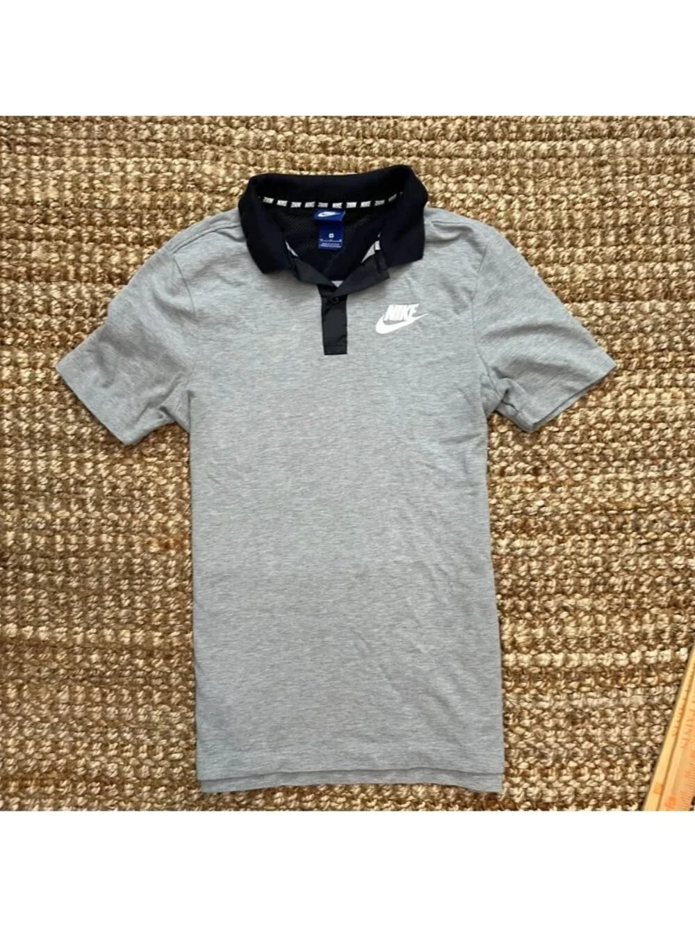 Nike Men's Sportswear Advance 15 Grey Black Rugby Polo Shirt (833861-063) Medium